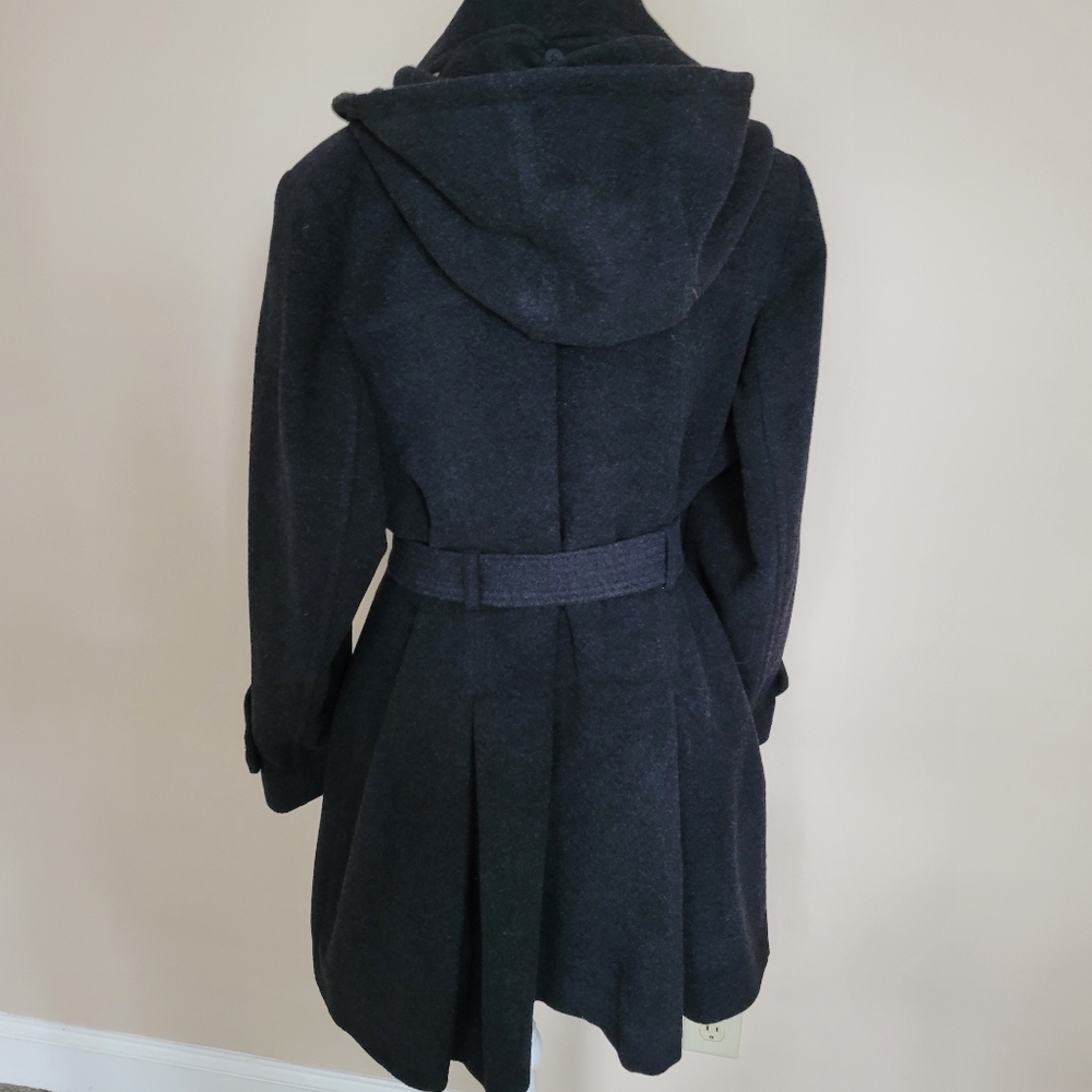 Michael Kors Womens Charcoal Gray Wool Blend Trench Coat Sz 16W - Picture 2 of 13